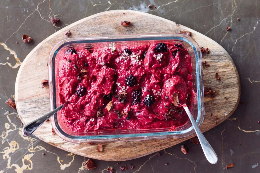 Budget-Friendly Romantic Dinner: 
Beet Berry Messy Nice Cream