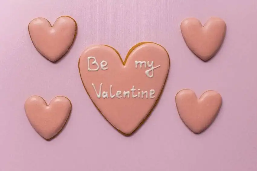 pink heart cookies for saint valentine day