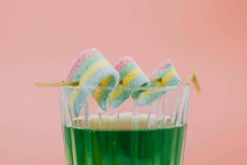 close up of a pastel coloured dessert