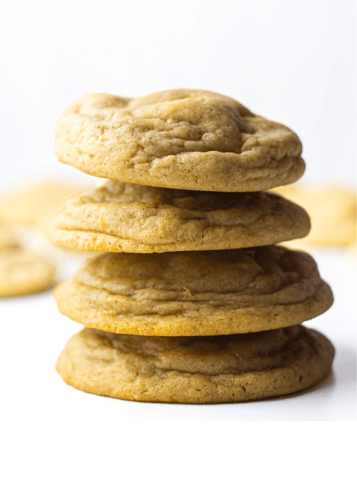 Stack of soft and chewy pumpkin cookies made with leftover pumpkin puree—an easy fall dessert idea for what to make with leftover pumpkin puree.